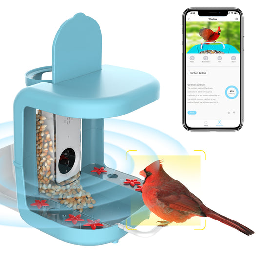 Smart Bird Feeder with AI Camera Solar Powered Hummingbird Feeder