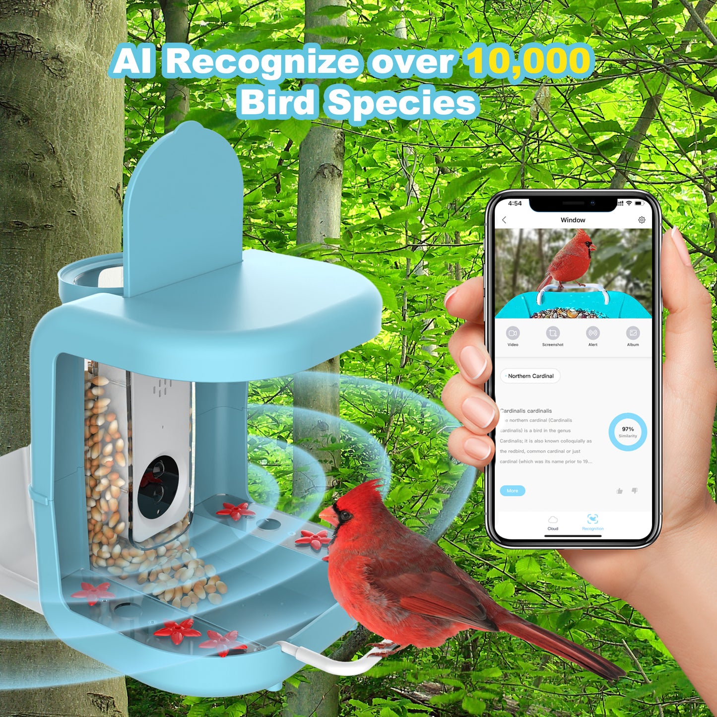 Smart Bird Feeder with AI Camera Solar Powered Hummingbird Feeder