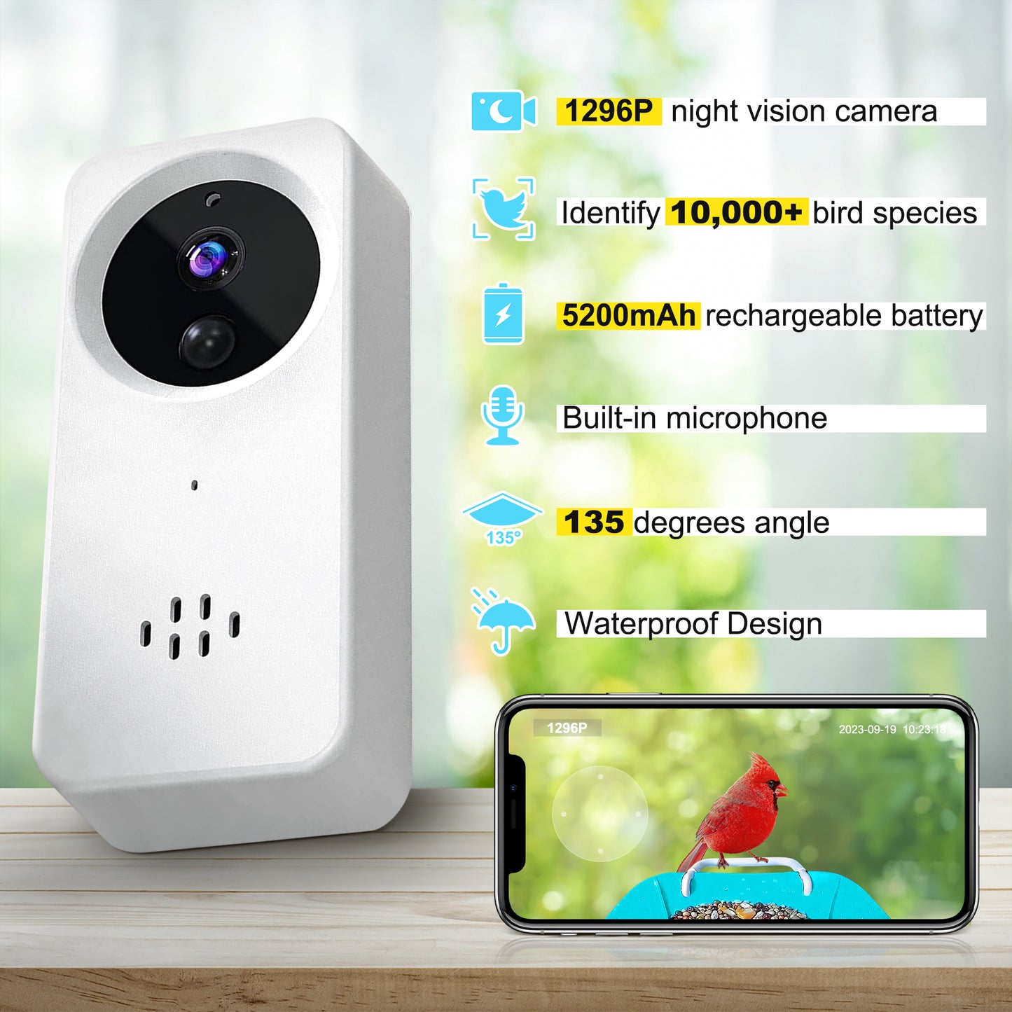 Smart Bird Feeder with AI Camera Solar Powered Hummingbird Feeder